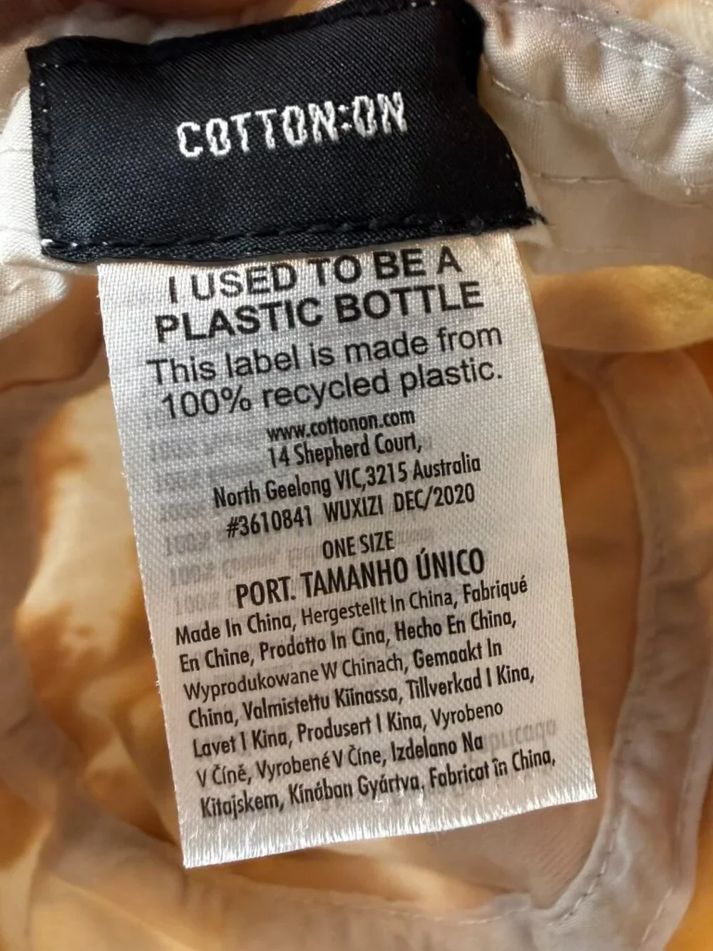 Cotton:On Bucket Hat One Size Tie Dye Tan Cream Recycled Plastic Needs Cleaning